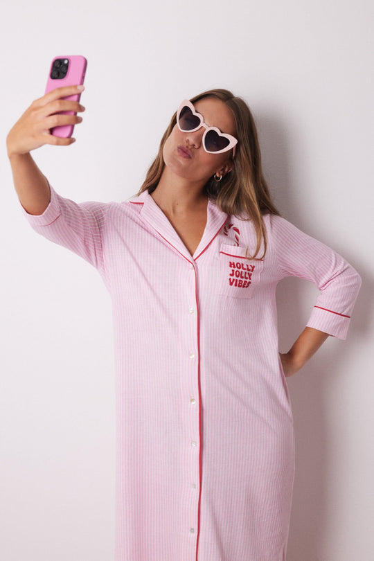 100% cotton striped nightgown