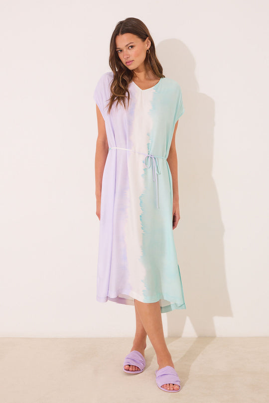 Long tie-dye viscose dress