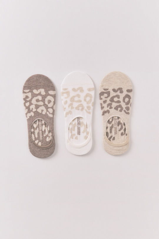Pack of 3 leopard slip-on socks