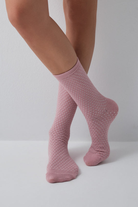 Pink diamond texture 3-pack long socks