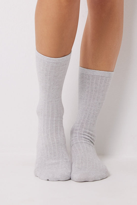 Pack of 3 lurex ribbed high socks