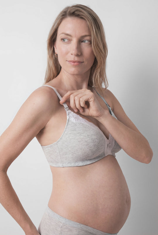 Grey cotton triangle maternity bra CHARMING