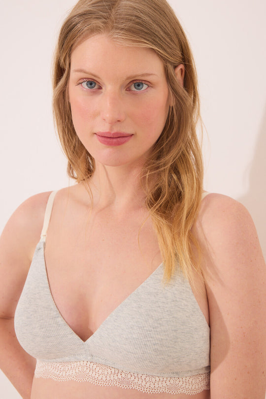 حمالة صدر 'أمومة' FANTASTIC مضلعة باللون الرمادي