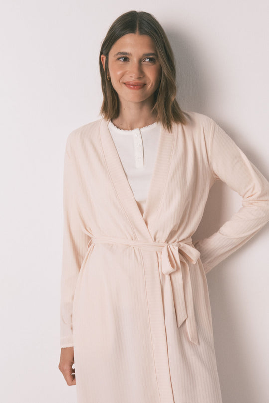 Robe pink ribbed robe