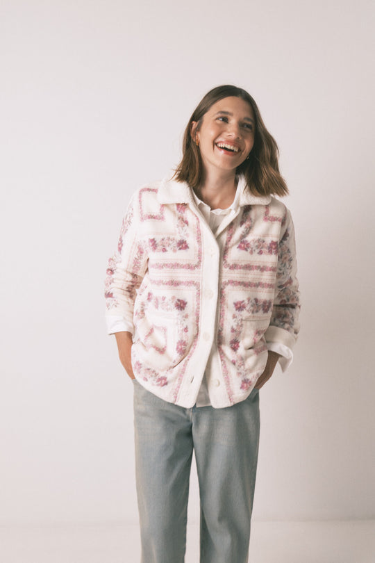 Pink short fleece robe