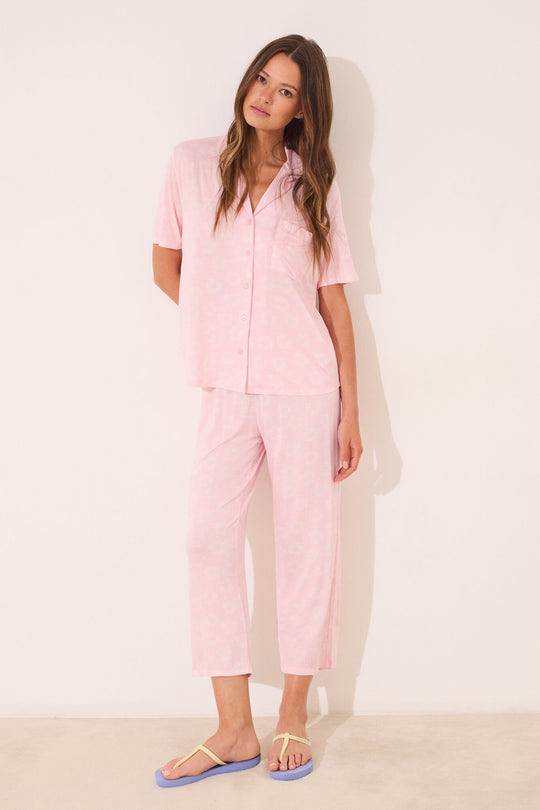 Pink Capri viscose classic pyjamas