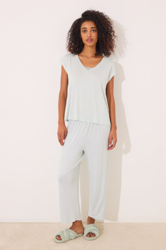 Striped striped viscose Capri pyjamas