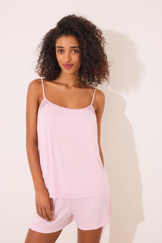 Pink viscose short pyjamas