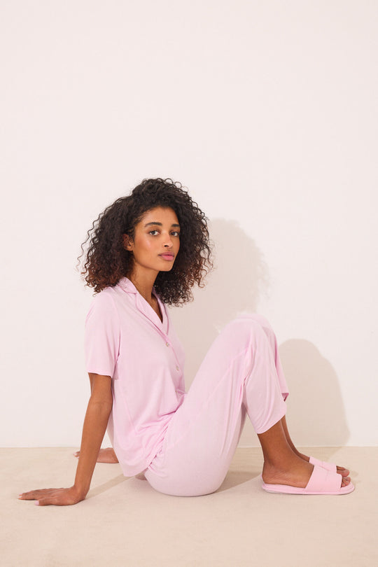 Pink viscose Capri classic pyjamas