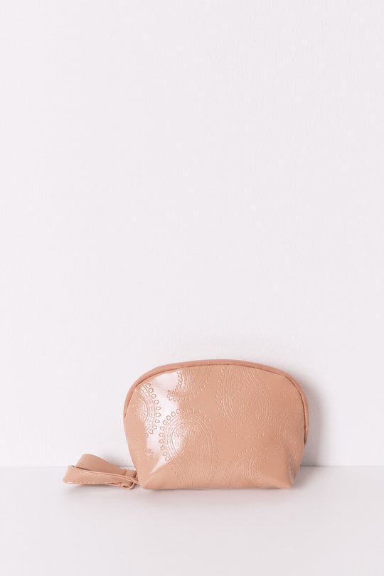 Small pink patent leather vanity case bag