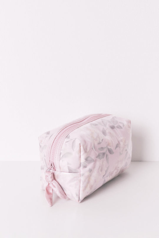 Medium pink flower print vanity case
