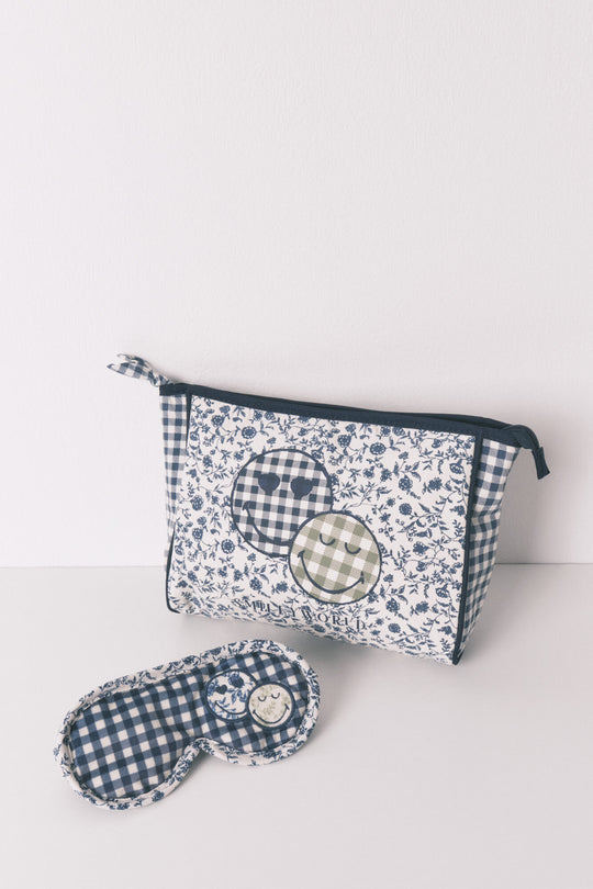 Medium blue SmileyWorld® nylon vanity case