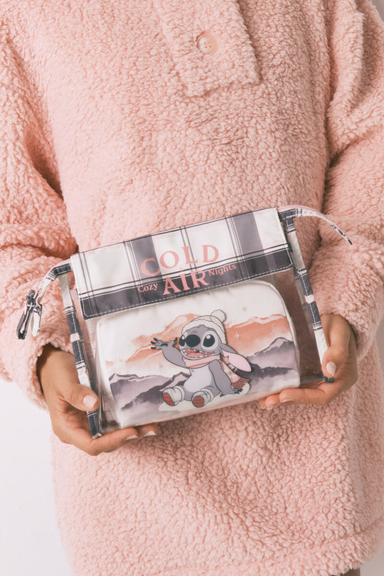 مجموعة من 3 حقائب تجميل بطبعة مربعات Stitch