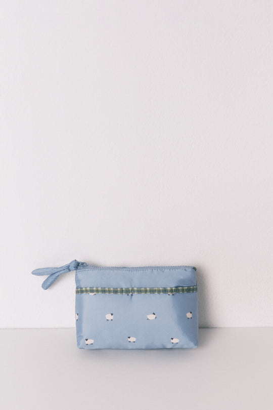 حقيبة تجميل صغيرة بسحاب بطبعة خروف