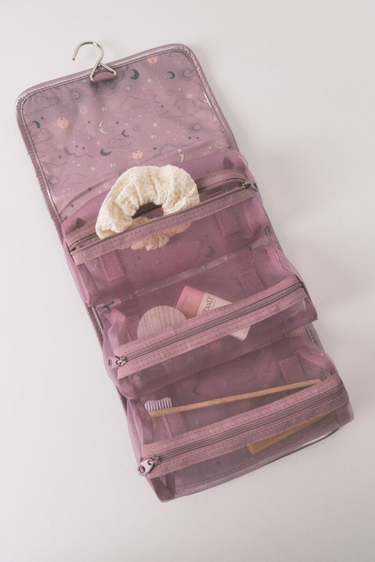 Medium vanity case with pink satin-finish