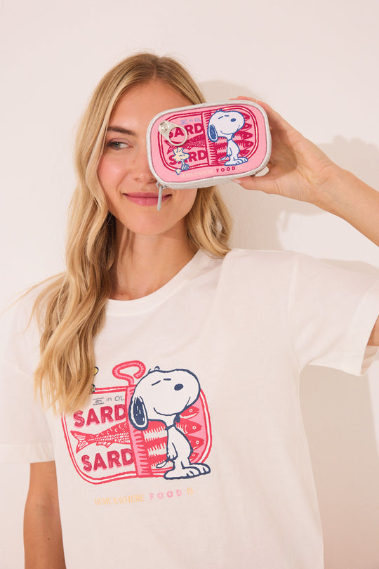 Metallic pink Snoopy purse