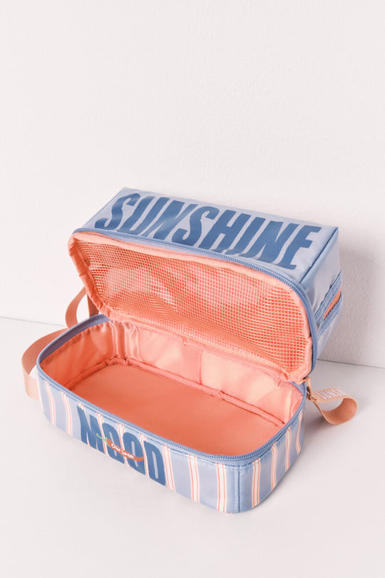 Medium waterproof toiletry bag with striped print