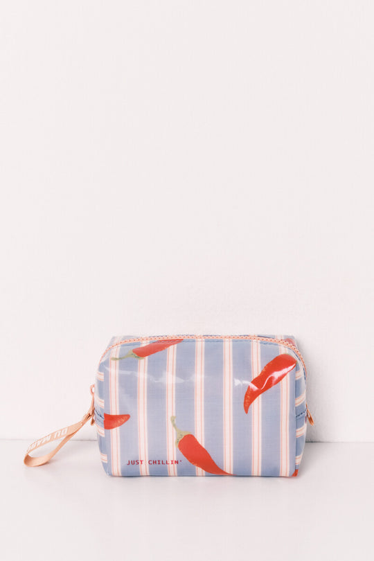 Striped waterproof small vanity case