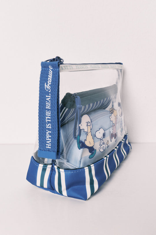 Pack of 3 Snoopy striped toiletry bags