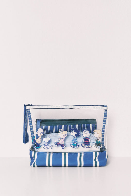 Pack of 3 Snoopy striped toiletry bags