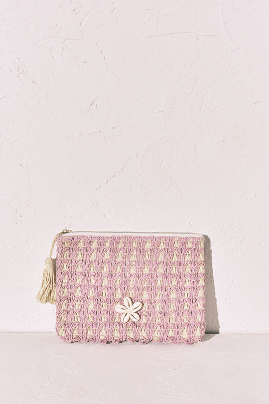 Multicoloured raffia small vanity case