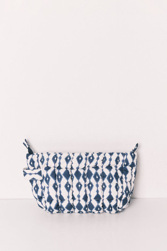 Blue printed puffer vanity case