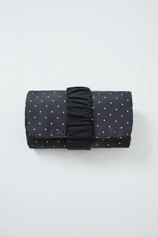 Black polka-dots roll-up jewellery case