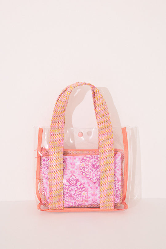 Pack of 3 pink raffia toiletry bags