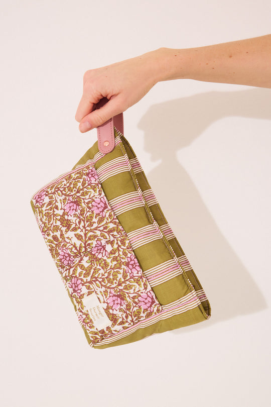 Medium quilted flower vanity case
