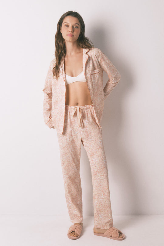 100% cotton classic pyjamas with orange flowers