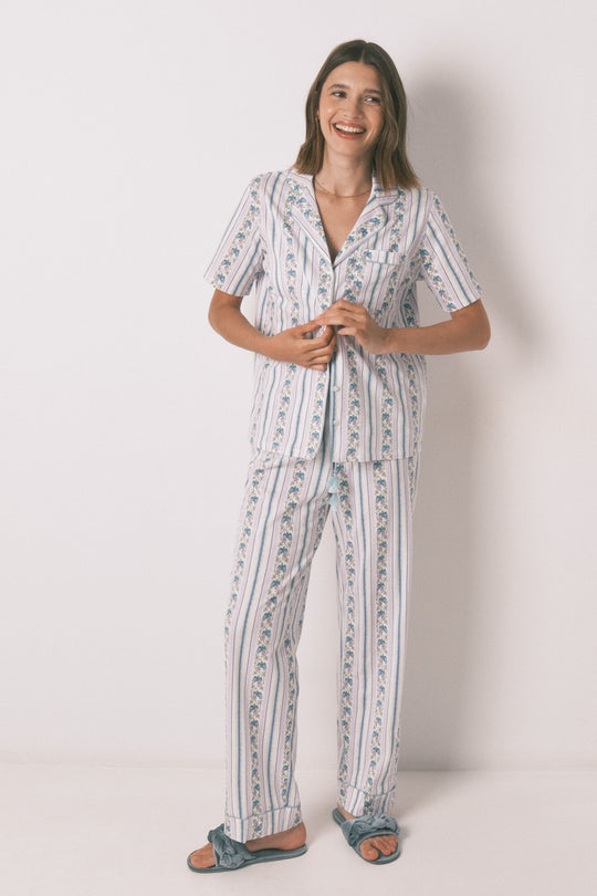 100% cotton striped Capri classic pyjamas