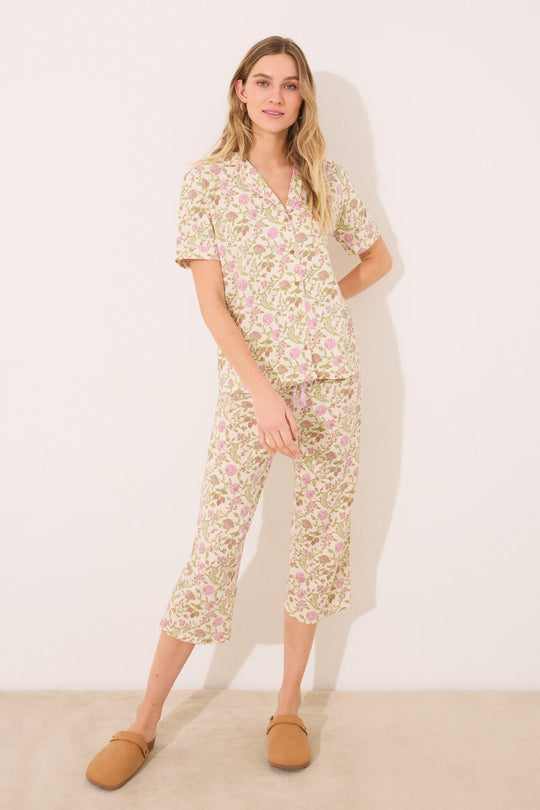 100% cotton classic pyjamas with flower print