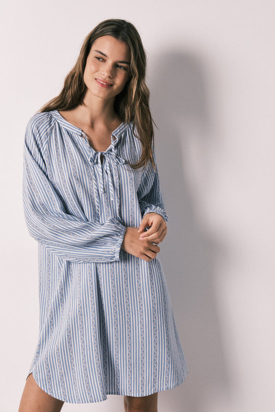 Blue striped viscose short camisole