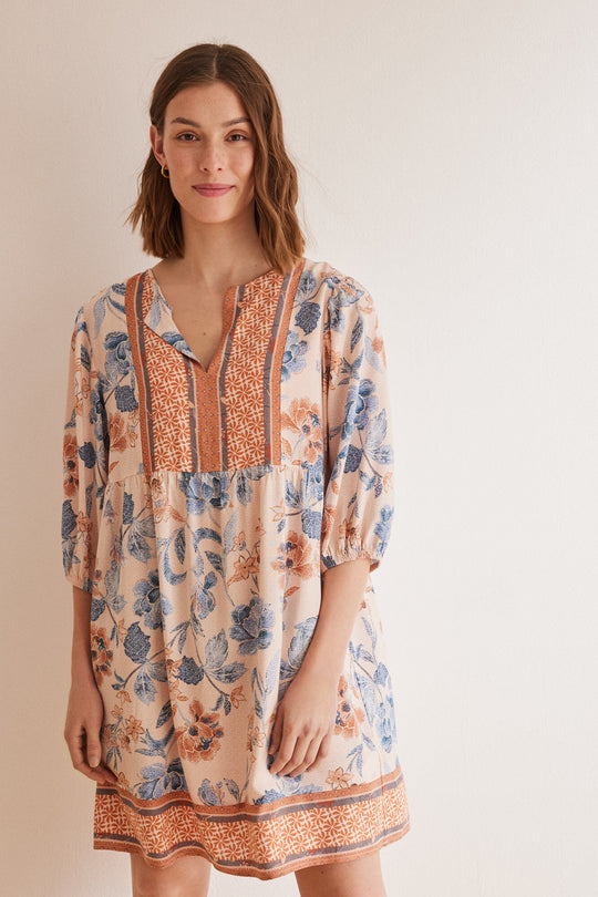 Floral puffed sleeve dress