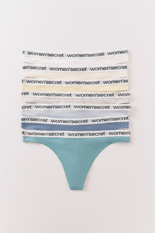 طقم 7 ثونغ قطنية بشعار أبيض