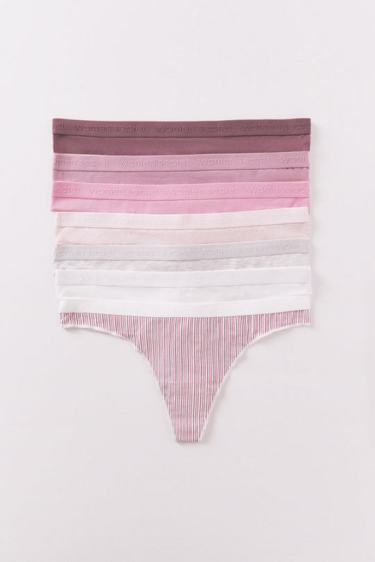 طقم 7 سراويل داخلية قطنية بيضاء مطبوعة كلاسيكية