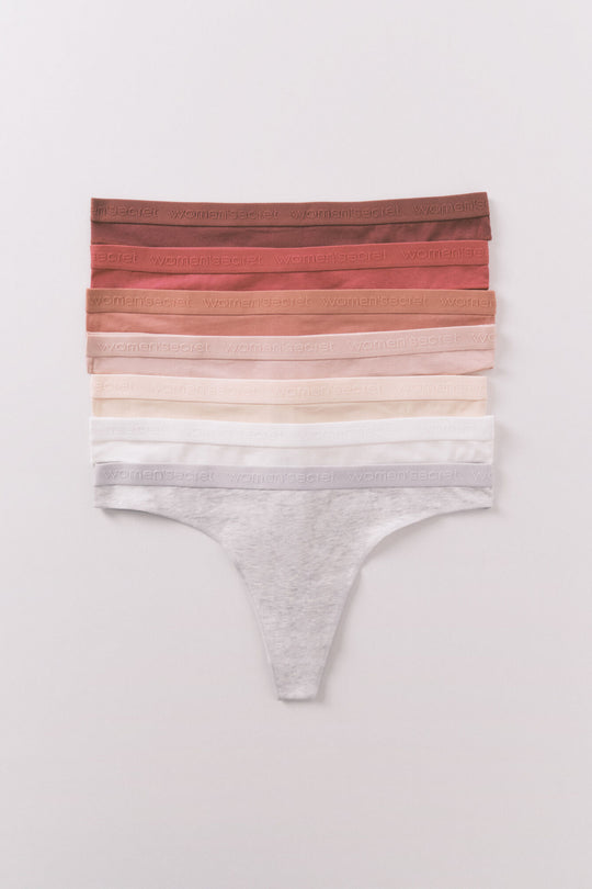 طقم 7 سراويل داخلية قطنية بيضاء مطبوعة كلاسيكية