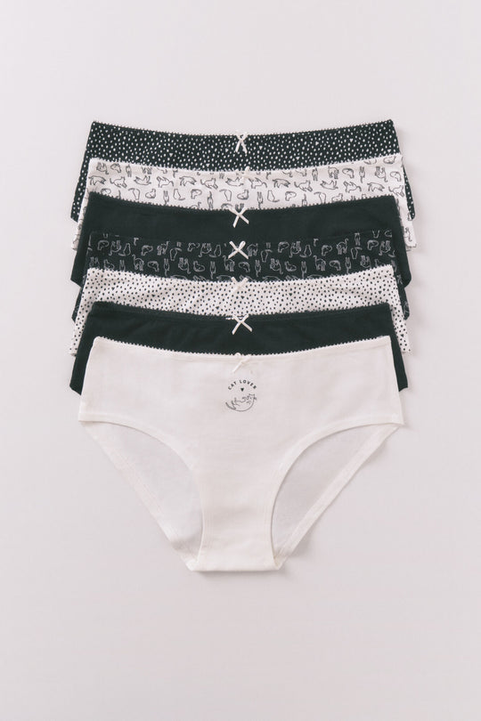 Pack of 7 multicoloured kitten Brazilian panties