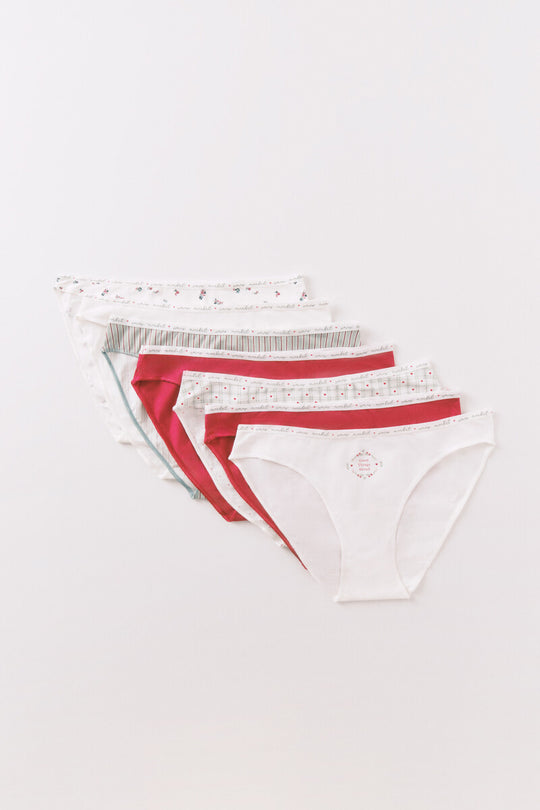 طقم 7 سراويل داخلية قطنية كلاسيكية بطبعة عيد الميلاد