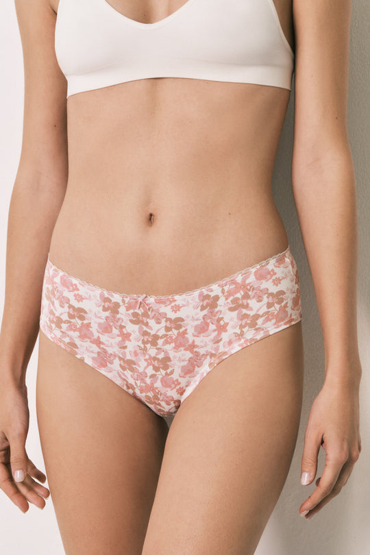 Multicoloured printed cotton 7-pack Brazilian panties