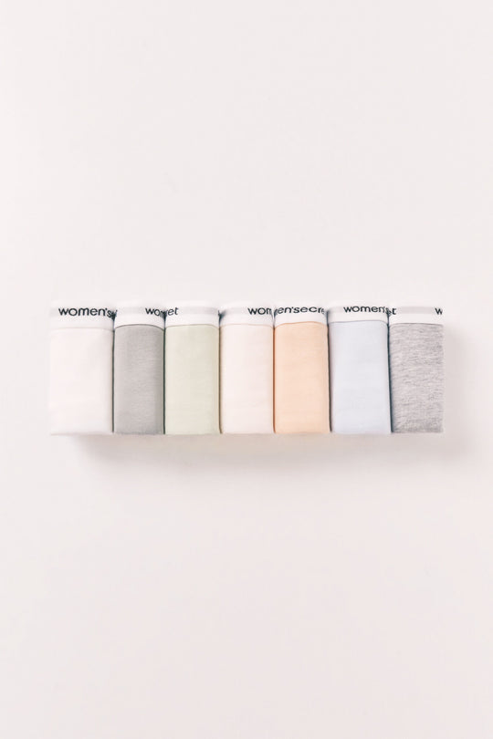 Pack 7 plain cotton classic panties with logo
