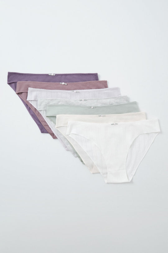 Multicoloured cotton pointelle classic panties 7-pack