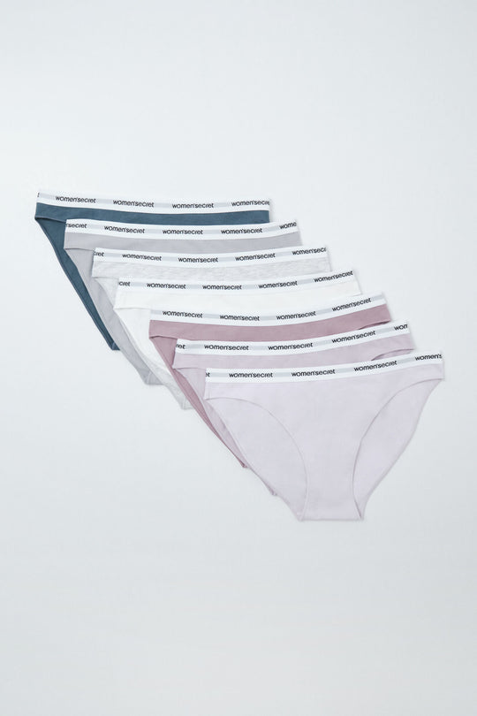 Plain cotton 7-pack classic panties logo