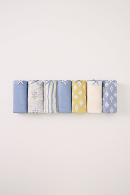 Pack of 7 classic yellow and green cotton panties