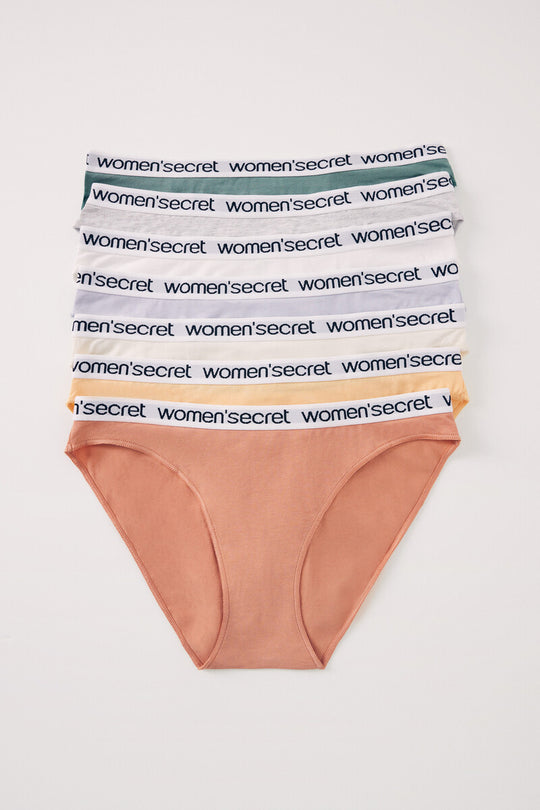 Pack of 7 classic cotton panties in natural tones