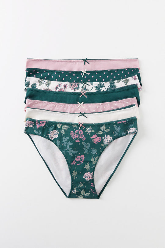 Pack of 7 classic cotton bow or tie panties