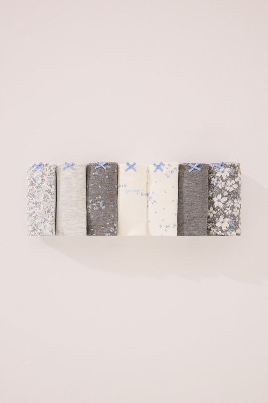 عبوة 7 سراويل داخلية قطنية كلاسيكية باللونين الرمادي والأبيض