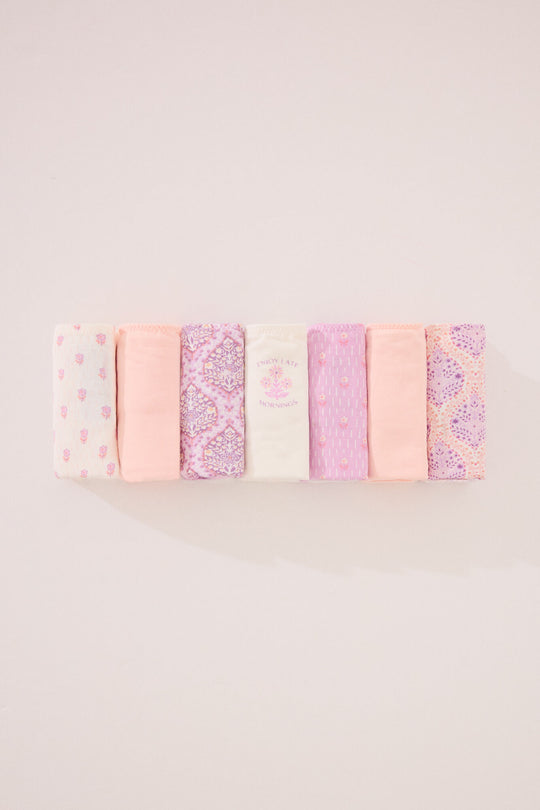 عبوة 7 سراويل داخلية قطنية كلاسيكية بدرجات اللون الوردي