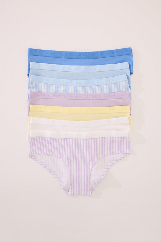 Pack of 7 wide cotton panties mix print