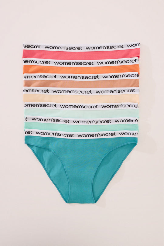 طقم من 7 سراويل داخلية قطنية كلاسيكية بشعار